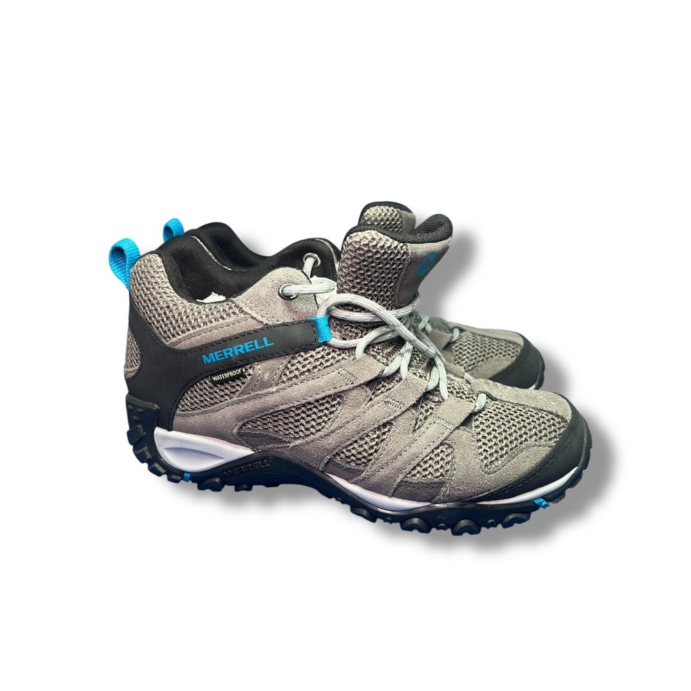Merrell Alverstone Waterproof Hiking Boots Womens 8 Grey Blue J036278